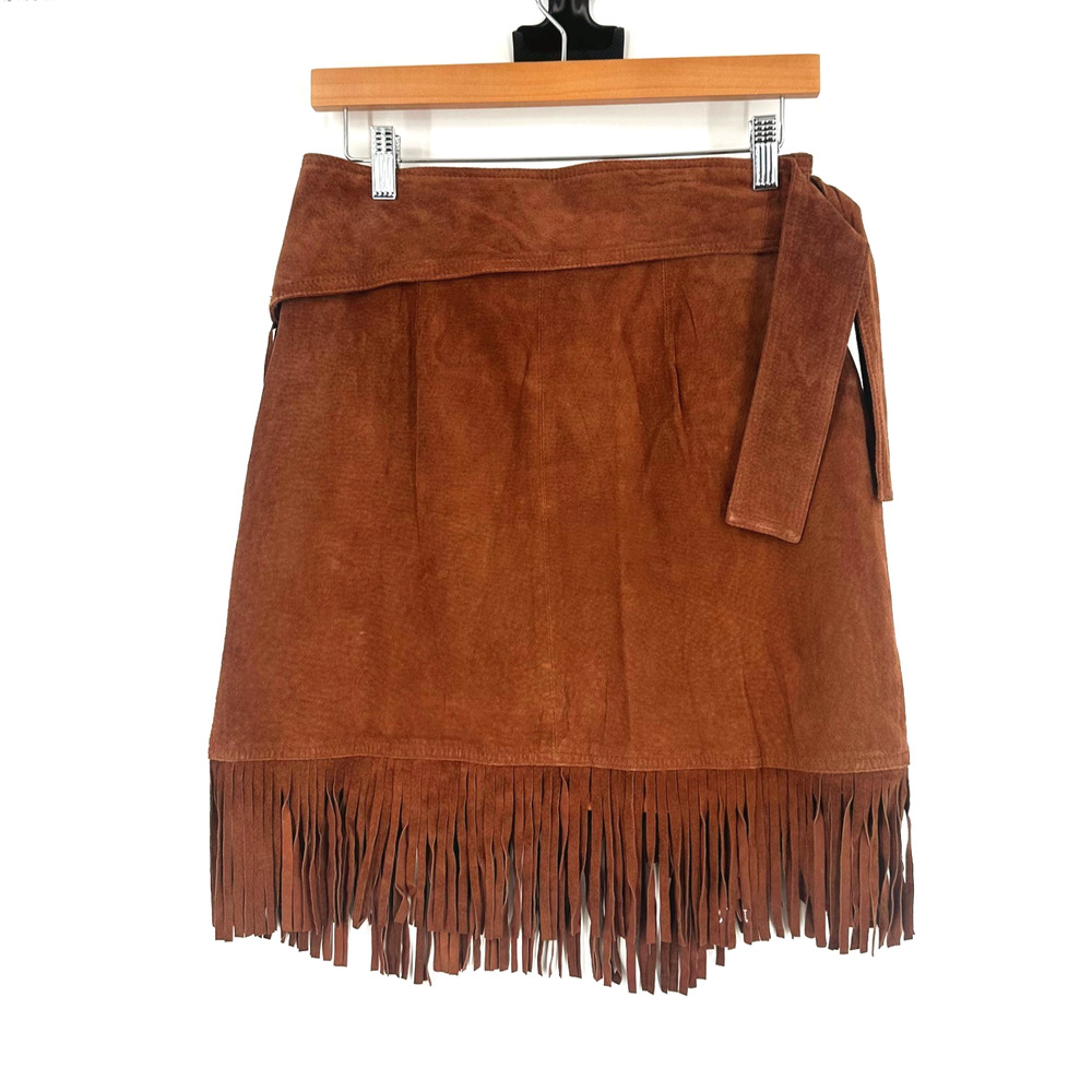 VTG Cedars Suede Fringe 2-Piece Set Skirt/Vest Large Cowgirl Western Festival - Picture 3 of 11